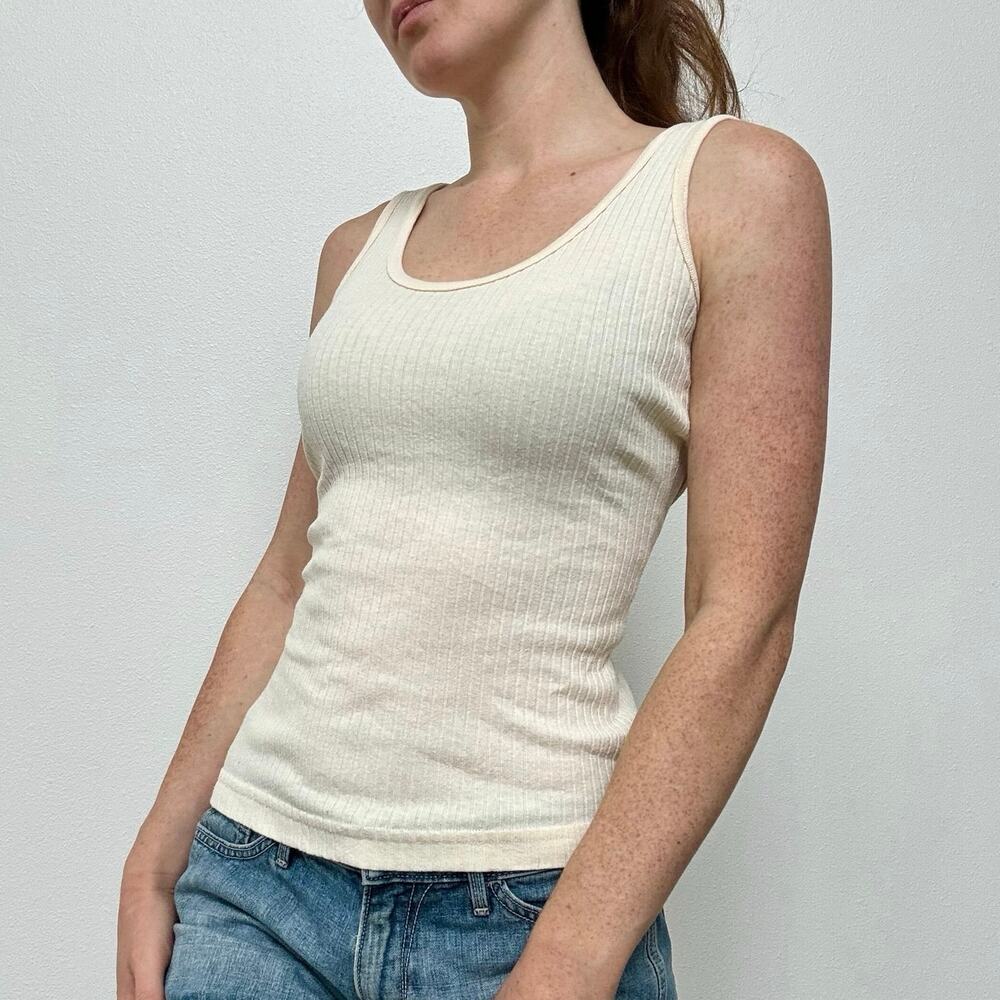 Kelly Renee 90s basic cream ribbed tank